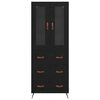 vidaXL Highboard Cabinet with Shelf 2 pcs Black Oak Engineered Wood