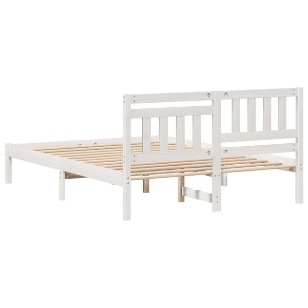 vidaXL with Headboard White 140 x 190 cm Solid pine wood