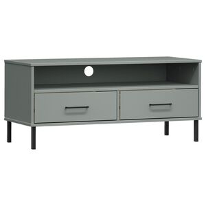 vidaXL TV Cabinet with Metal Legs Grey Solid Wood Pine "OSLO