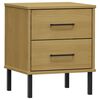 vidaXL Bedside Cabinet with Metal Legs Brown Solid Wood Pine OSLO