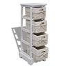 vidaXL Wooden Storage Rack 4 Weaving Baskets White