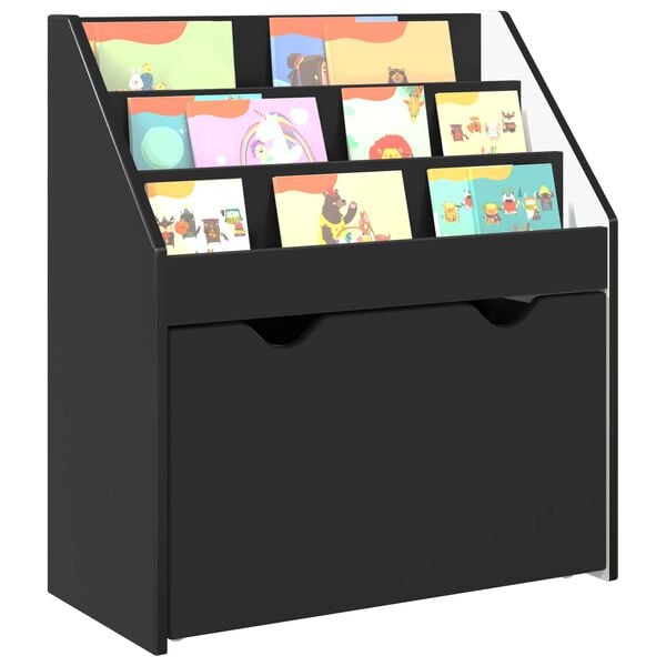 vidaXL Kids Bookshelf Black 60 x 29.5 x 69 cm Engineered Wood