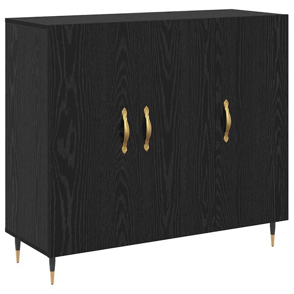 vidaXL Sideboard Black Oak 90 x 34 x 80 cm Engineered Wood