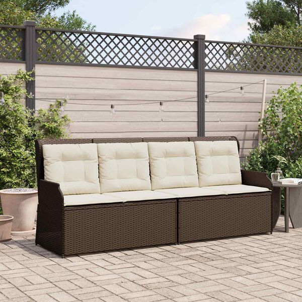 vidaXL Garden Bench with Cushion Brown Poly rattan