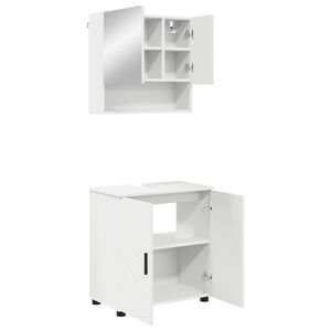 vidaXL Bathroom Furniture Set 2 pcs White Engineered wood & Metal