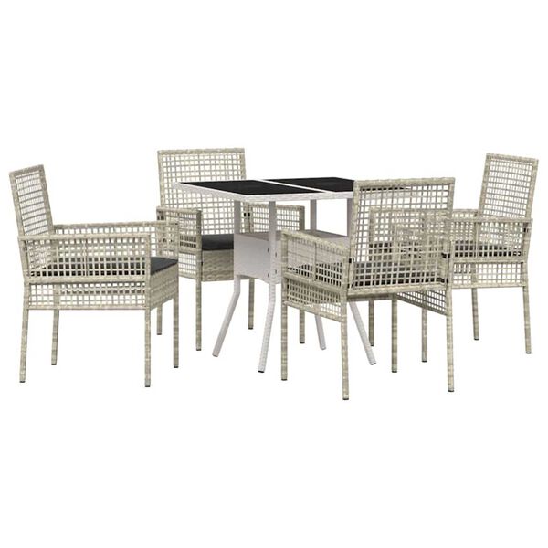 vidaXL Garden Dining Set 5 pcs Light Grey Poly Rattan