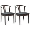 vidaXL Dining Chair 2 pcs Solid Rubber Wood Light Brown and Black
