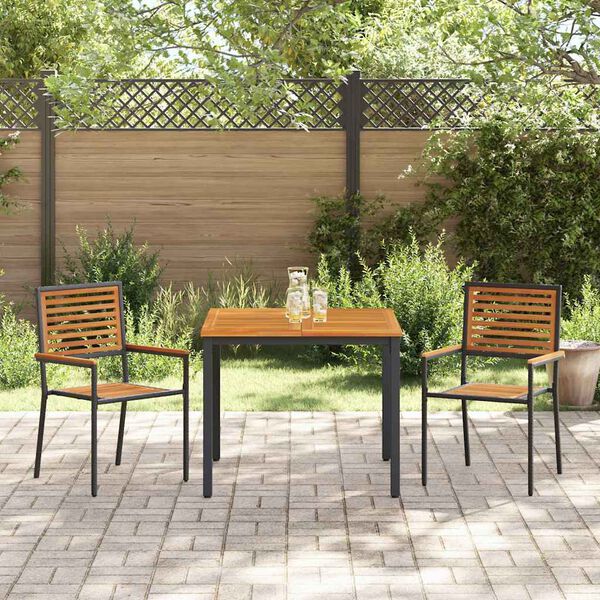 vidaXL Garden Dining Set 3 pcs Black and Brown Poly Rattan