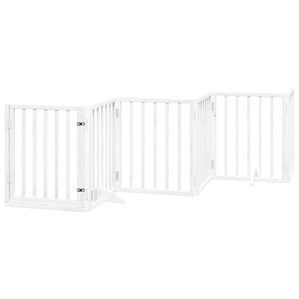 vidaXL Dog Gate with Door Foldable 15 Panels White 750 cm Poplar Wood