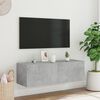vidaXL TV Wall Cabinet with LED Lights Concrete Grey 100x35x31 cm