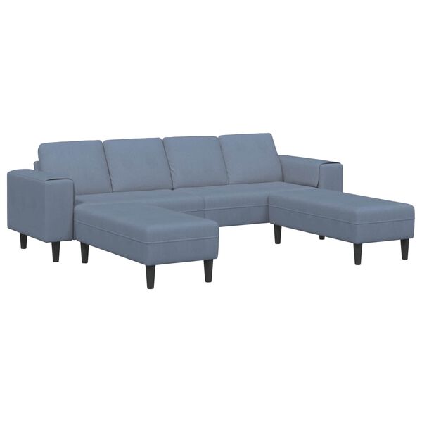 vidaXL Fabric Sofa with Cushion Blue Corduroy fabric