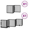 vidaXL Dog Gate with Door Foldable 9 Panels Black 450 cm Poplar Wood
