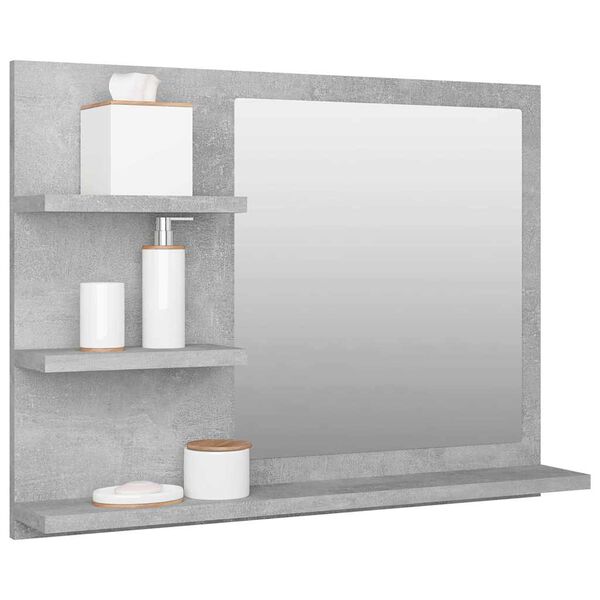 vidaXL Bathroom Mirror Concrete Grey 60x10.5x45 cm Engineered Wood