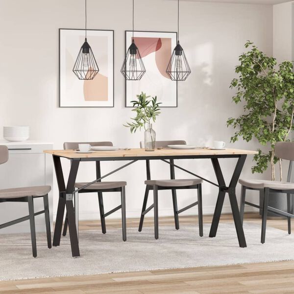 vidaXL Dining Table Y-Frame 160x80x75 cm Solid Wood Pine and Steel