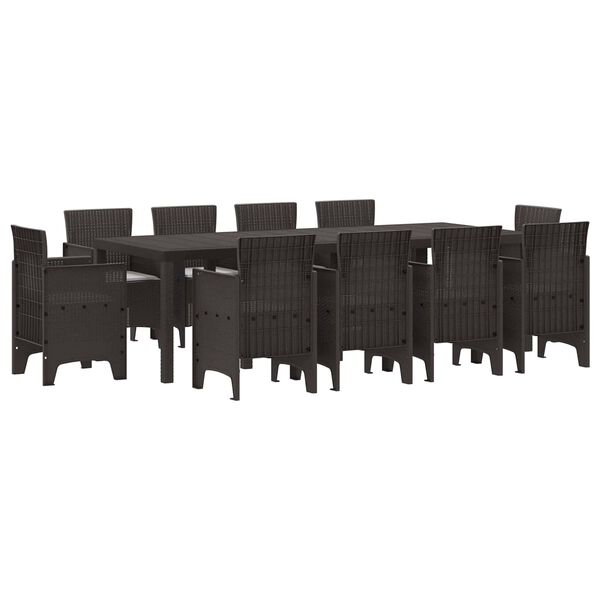 vidaXL Garden Dining Set 11 pcs Brown Polypropylene