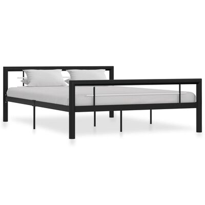 vidaXL Bed Frame Black and White Metal 140x200 cm