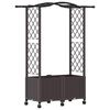 vidaXL Raised Bed with Trellis and Roof Brown 125 x 40 x 144 cm PP
