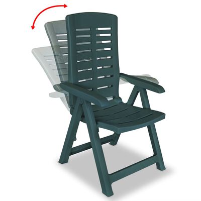 vidaXL Reclining Garden Chairs 4 pcs Plastic Green