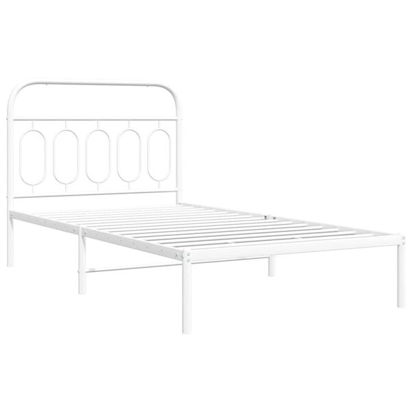 vidaXL Metal Bed Frame without Mattress with Headboard White 100x200cm