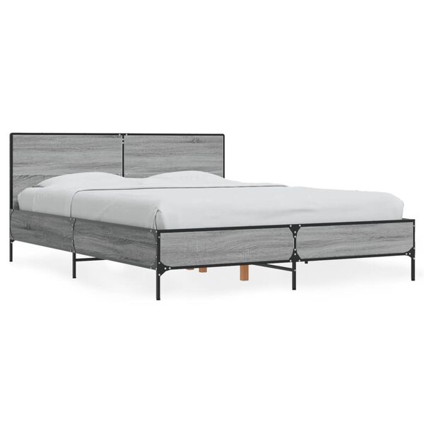 vidaXL Bed Frame without Mattress Grey Sonoma 140x200 cm