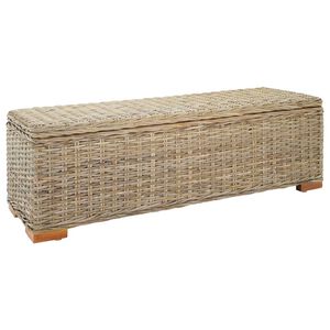 vidaXL Storage Box 110 cm Natural Kubu Rattan & Solid Wood Mahogany