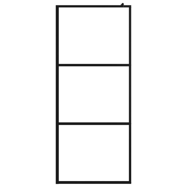 vidaXL Walk-in Shower Wall with Shelf Black 90x195 cm ESG Glass&Aluminium