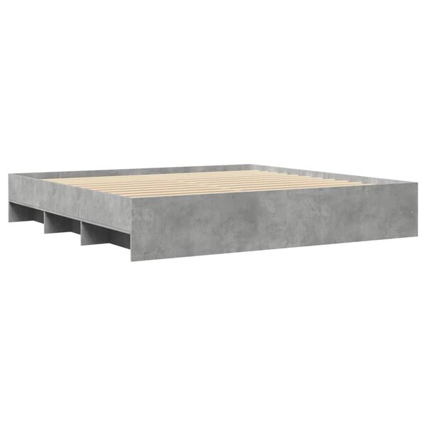 vidaXL Bed Frame without Mattress Concrete Grey 200x200cm Engineered Wood