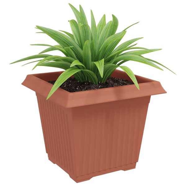 vidaXL Square Flower Pot 24 pcs Brick Red 28.5 x 28.5 x 22 cm Plastic