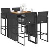 vidaXL 5 Piece Garden Bar Set without Cushions Black Poly Rattan Acacia