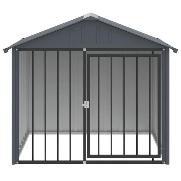vidaXL Dog House with Roof Black 117x103x102 cm Galvanised Steel