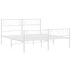 vidaXL Metal Bed Frame without Mattress with Footboard White 150x200cm