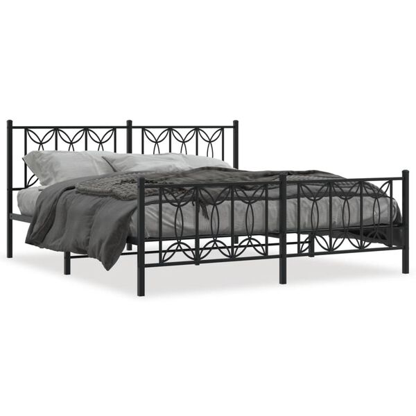 vidaXL Metal Bed Frame without Mattress with Footboard Black 183x213cm
