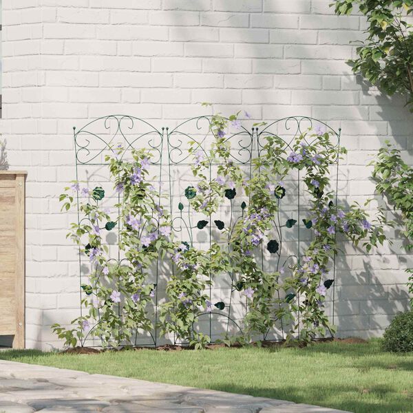 vidaXL Garden Fence 3 pcs Green 112 x 40 cm Steel