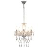 vidaXL Chandelier with Crystal Beads Silver Round 5 x E14