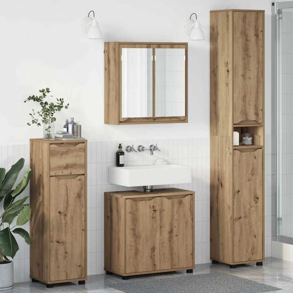 vidaXL Bathroom Furniture Set Manual 4 pcs Artisan Oak Engineered Wood