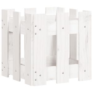 vidaXL Garden Planter with Fence Design White 30x30x30 cm