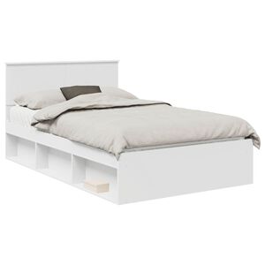 vidaXL Bed Frame with Headboard White 120 x 190 cm Solid Pine Wood