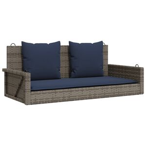vidaXL Swing Bench with Cushions Grey 119x56x48 cm Poly Rattan