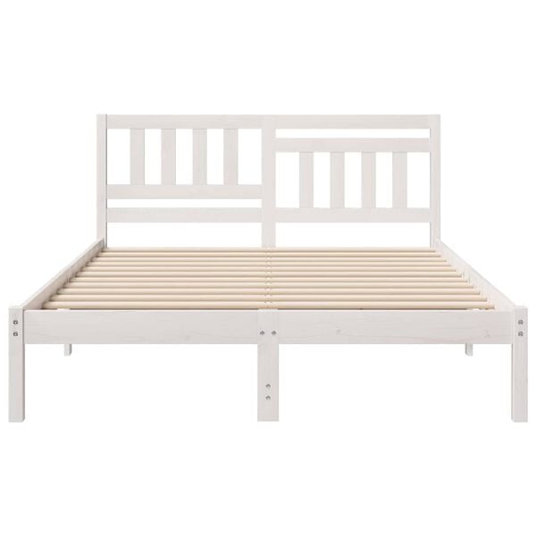 vidaXL Bed Frame with Headboard White 120 x 190 cm Solid Pine Wood