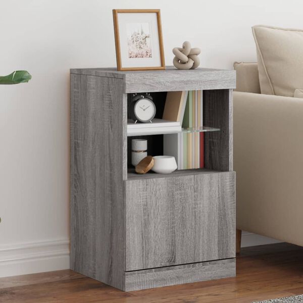 vidaXL Sideboard with LED Lights Grey Sonoma 41x37x67 cm