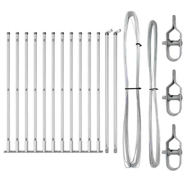 vidaXL Fence Post 13 pcs Silver Steel