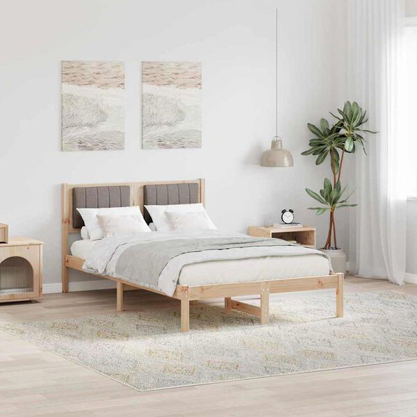 vidaXL Bed Frame with Upholstered Headboard Taupe 120 x 200 cm
