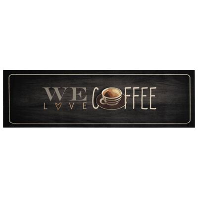 vidaXL Kitchen Rug Washable Coffee Text 45x150 cm Velvet