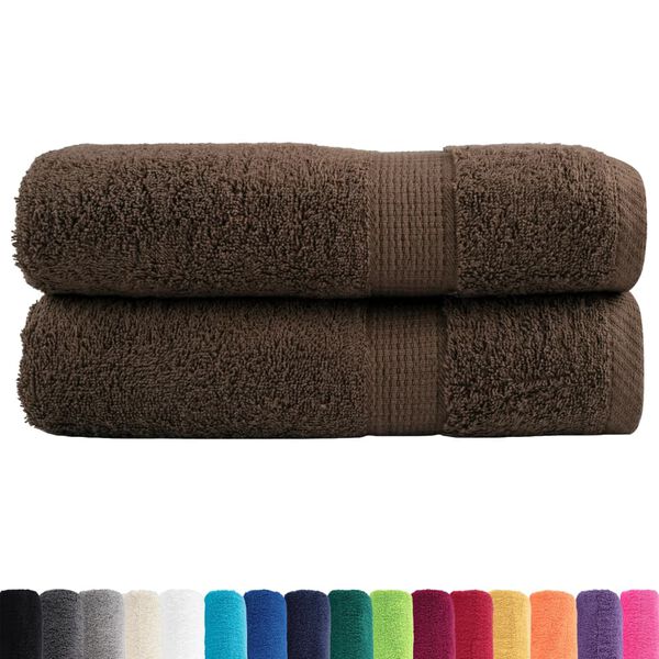 vidaXL Premium Bath Towels "SOLUND" 2 pcs Brown 100x150 cm 600 gsm