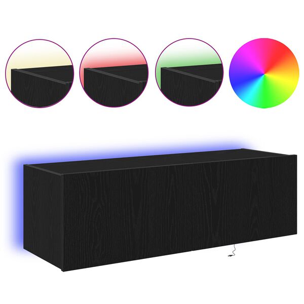 vidaXL TV Wall Cabinet Wall-mounted 2 pcs Black Oak 100 x 35 x 31 cm