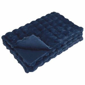 vidaXL Faux Rabbit Fur Blanket Marine Blue 130 x 150 cm Polyester