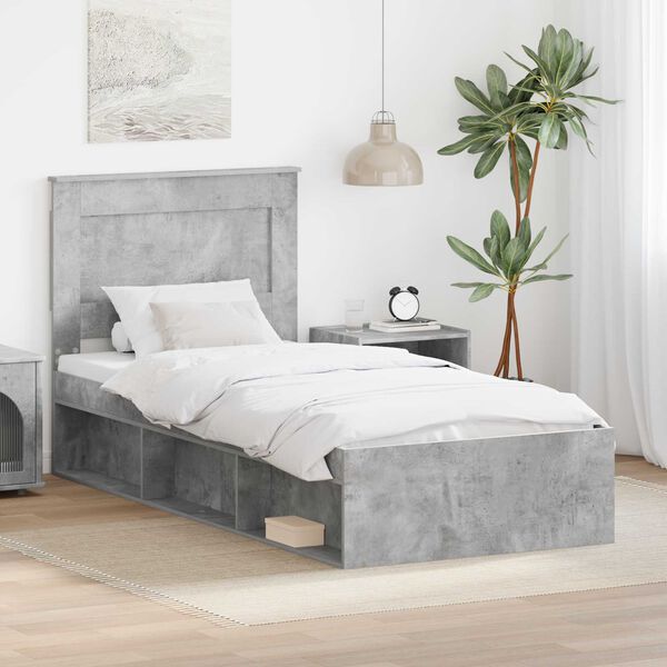 vidaXL Bed Frame Concerte Grey 100 x 200 cm Solid Pine Wood