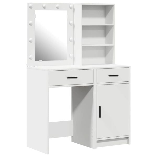 vidaXL Dressing Table Set with Drawer 2 pcs White Engineered Wood