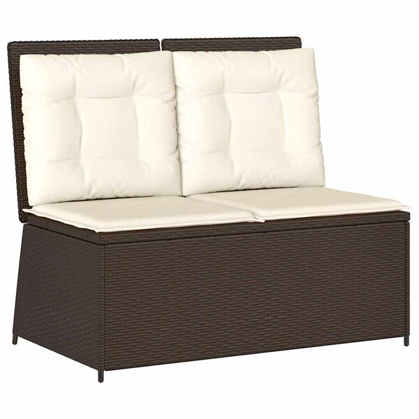 vidaXL Garden Bench with Cushion Brown Poly rattan