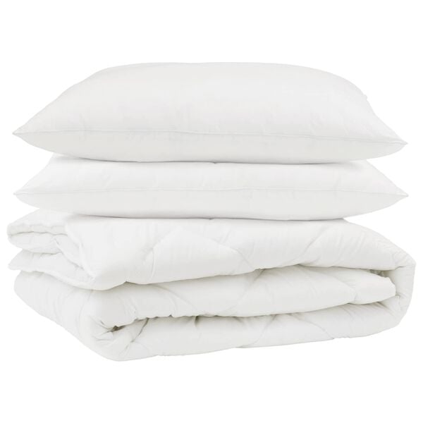 vidaXL Duvet with Pillow 3 pcs White Microfibre